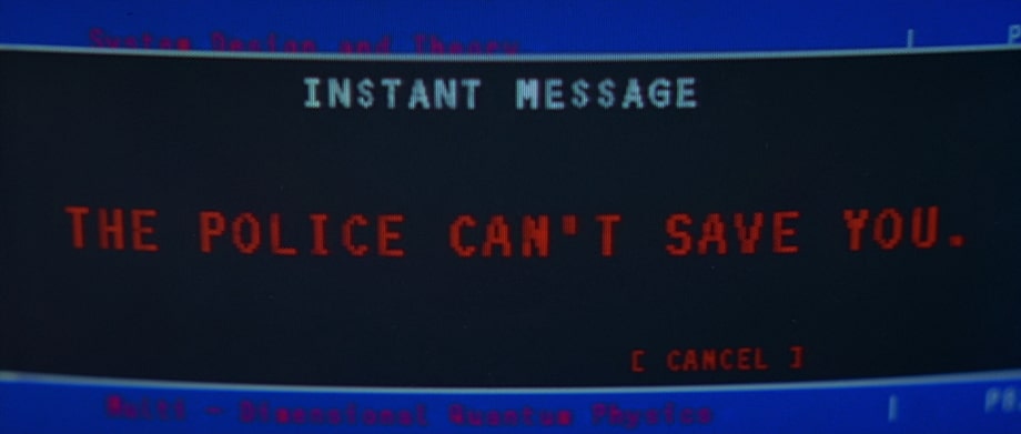 Who sent the message in a library scene Scream 2