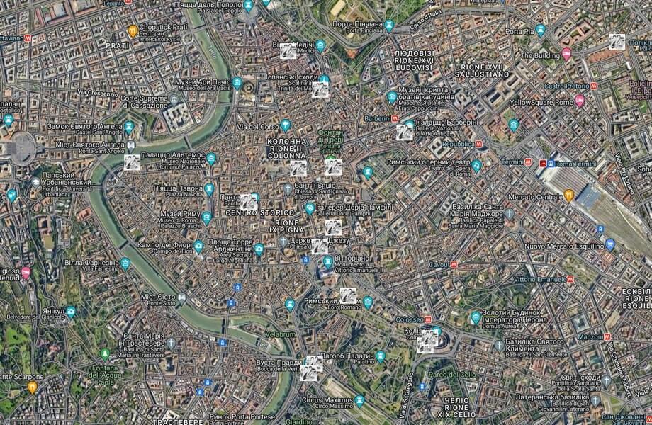 Roman holiday locations map