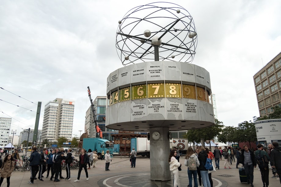 ‘Weltzeituhr’ or the ‘World Time Clock’. Alexanderplatz Berlin