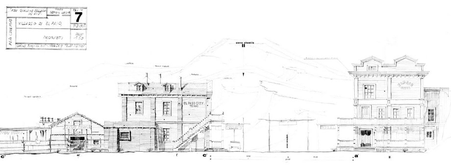 The scetches of the Western town in Tabernas