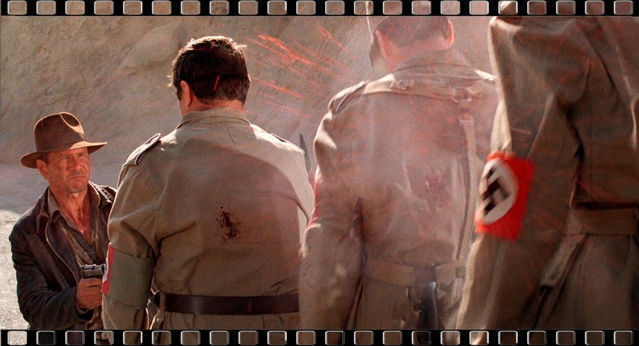 Indiana Jones kills three Nazis with one bullet