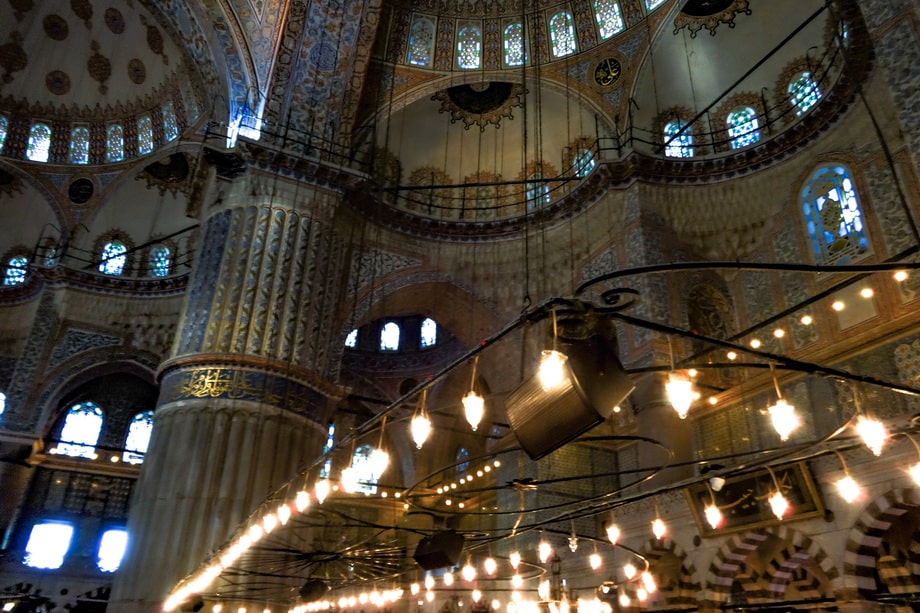 Inside the Blue Mosque of Istanbul 