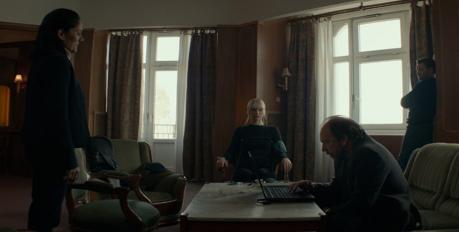 Red Sparrow lie detector scene